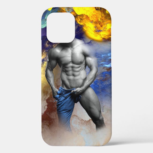 SlipperyJoe's muskulöse Mann-Physik-Dampf-Shirtle Case-Mate iPhone Hülle (Rückseite)