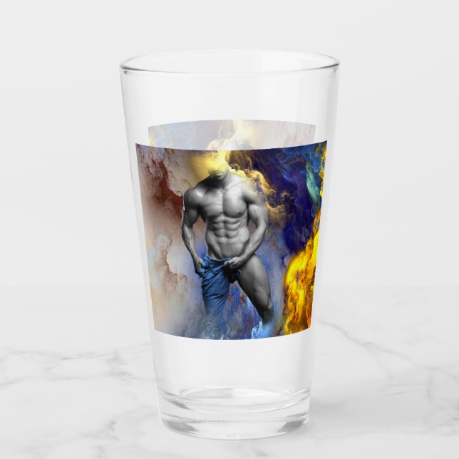 SlipperyJoe's muskulöse Mann-Physik-Dampf-Shirtle Glas (Vorderseite)