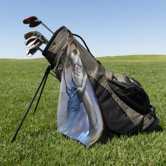 SlipperyJoe's muskulöse Mann-Physik-Dampf-Shirtle Golfhandtuch (Gras)