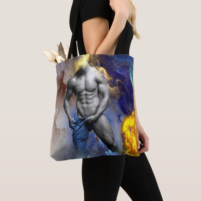 SlipperyJoe's muskulöse Mann-Physik-Dampf-Shirtle Tasche (Von Nahem)