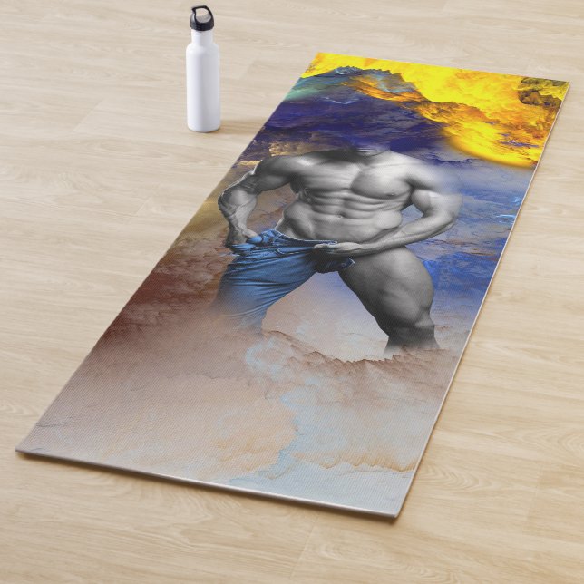 SlipperyJoe's muskulöse Mann-Physik-Dampf-Shirtle Yogamatte (Beispiel)