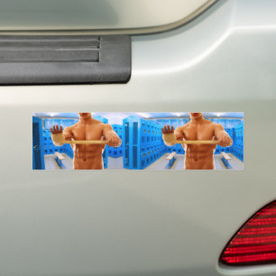 SlipperyJoe's muskulöse, shirriless 6-Pack-Gymnast Autoaufkleber