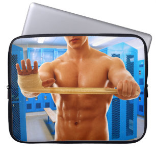 SlipperyJoe's muskulöse, shirriless 6-Pack-Gymnast Laptopschutzhülle