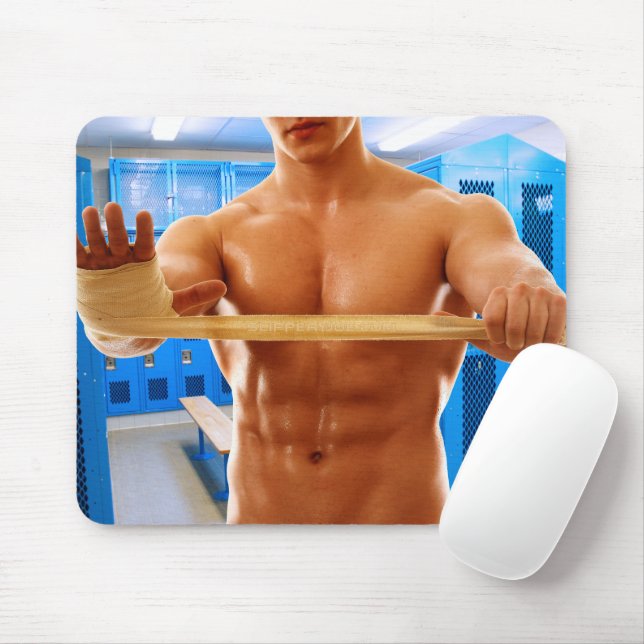 SlipperyJoe's muskulöse, shirriless 6-Pack-Gymnast Mousepad (Mit Mouse)