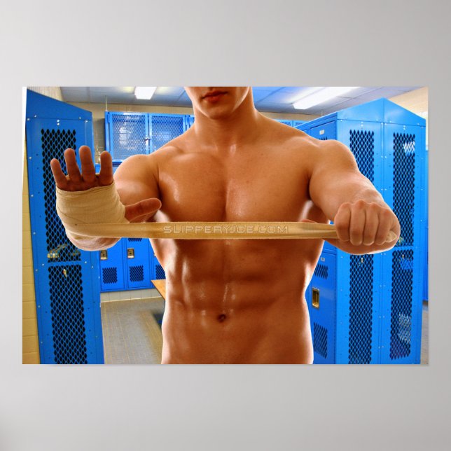SlipperyJoe's muskulöse, shirriless 6-Pack-Gymnast Poster (Vorne)