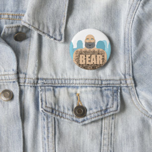 SlipperyJoe's muskulöser kahler Bärenmann stilisie Button