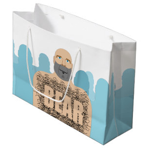 SlipperyJoe's muskulöser kahler Bärenmann stilisie Große Geschenktüte