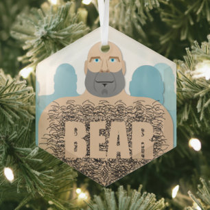 SlipperyJoe's muskulöser kahler Bärenmann stilisie Ornament Aus Glas