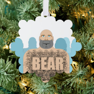 SlipperyJoe's muskulöser kahler Bärenmann stilisie Ornament Karte