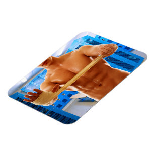 SlipperyJoe's muskulöser Mann shirtlos 6-Pack Gymn Magnet