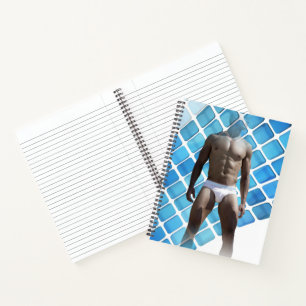 SlipperyJoe's muskulöser Mann Six-Pack Bauch weiße Notizbuch