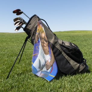 SlipperyJoe's muskulöser Mann Wölbung Sechs-Pack G Golfhandtuch
