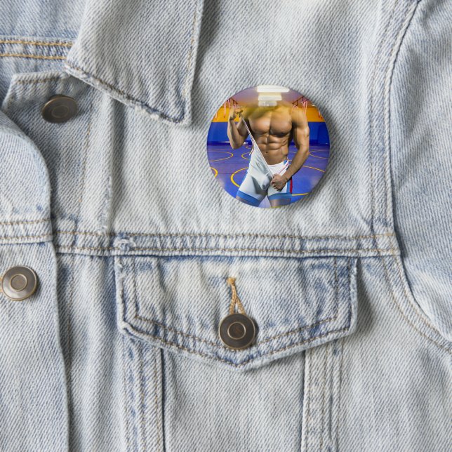 SlipperyJoe's muskulöser Mann wütet Sechserpack-Gy Button (Beispiel)