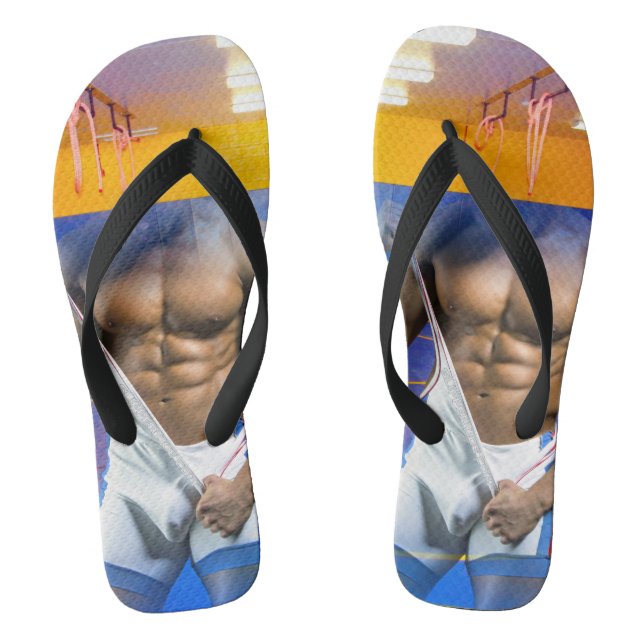 SlipperyJoe's muskulöser Mann wütet Sechserpack-Gy Flip Flops (Fußbett)
