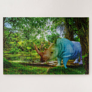 SlipperyJoe's Nashorn üppige tropische Kulisse sto