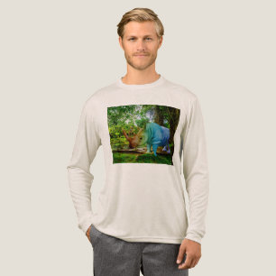 SlipperyJoe's Nashorn üppige tropische Kulisse sto Tri-Blend Shirt