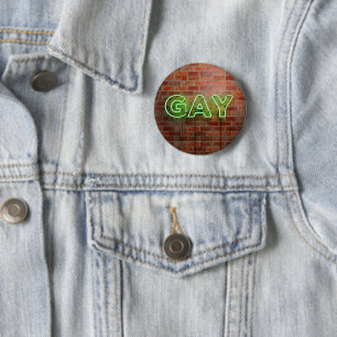 SlipperyJoe's neon Gay Sign green Stein Wand Wort Button