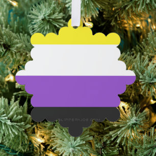 SlipperyJoe's Nonbinäre Pride-Flagge gelb weiß lil Ornament Karte