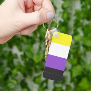 SlipperyJoe's Nonbinäre Pride-Flagge gelb weiß lil Schlüsselanhänger