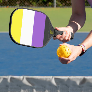 SlipperyJoe's Nonbinary Pride Flag gelb weiß lila Pickleball Schläger