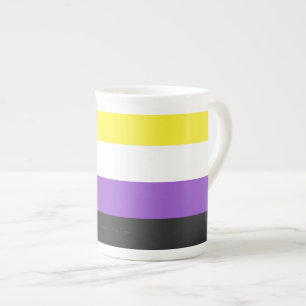 SlipperyJoe's Nonbinary Pride Flag gelb weiß lila  Prozellantasse