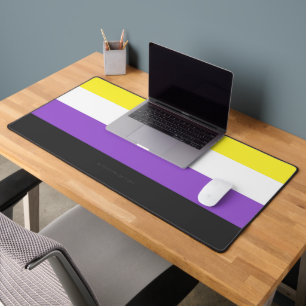 SlipperyJoe's Nonbinary Pride Flag gelb weiß lila Schreibtischunterlage