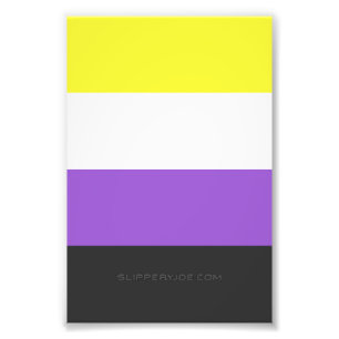 SlipperyJoe's Nonbinary Stolzflagge gelb weiß lila Fotodruck