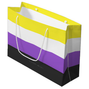 SlipperyJoe's Nonbinary Stolzflagge gelb weiß lila Große Geschenktüte