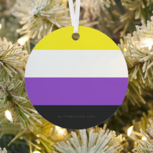 SlipperyJoe's Nonbinary-Stolzflagge gelb weiß lila Ornament Aus Metall