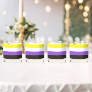 SlipperyJoe's Nonbinary Stolzflagge gelb weiß lila Whiskyglas