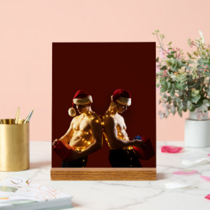 SlipperyJoe's oberkörperfreie Männer Rücken an Rüc Acrylschild