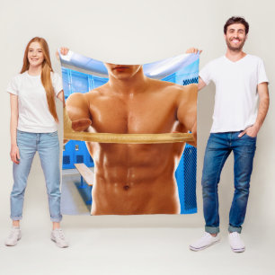 SlipperyJoe's oberkörperfreier muskulöser Mann Abs Fleecedecke