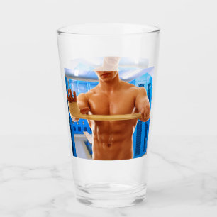 SlipperyJoe's oberkörperfreier muskulöser Mann Bau Glas