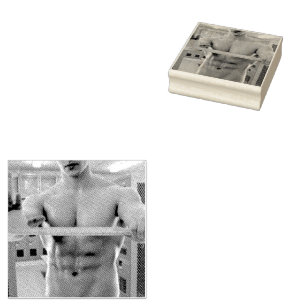 SlipperyJoe's oberkörperfreier muskulöser Mann Bau Gummistempel