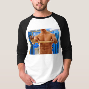 SlipperyJoe's oberkörperfreier muskulöser Mann Bau T-Shirt