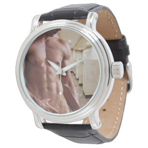 SlipperyJoe's oberkörperfreier muskulöser Männer-T Armbanduhr