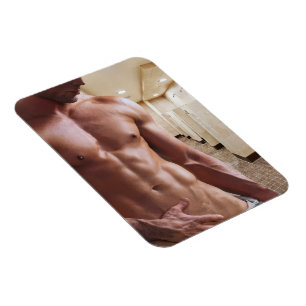 SlipperyJoe's oberkörperfreier muskulöser Männer-T Magnet