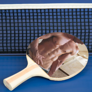 SlipperyJoe's oberkörperfreier muskulöser Männer-T Tischtennis Schläger