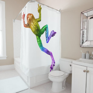 SlipperyJoe's Pride Frog-Figur Lebhaft farbig Duschvorhang