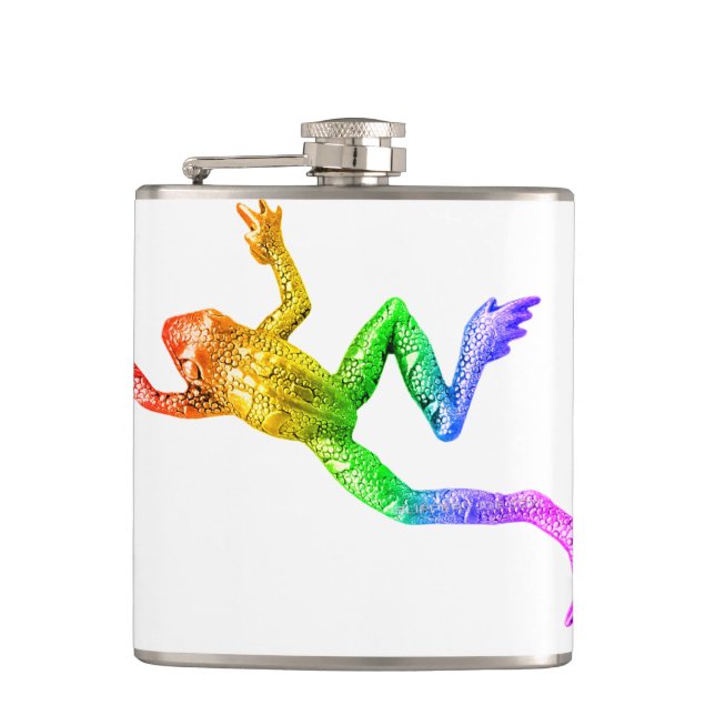 SlipperyJoe's Pride Frog-Figur Lebhaft farbig Flachmann (Vorderseite)