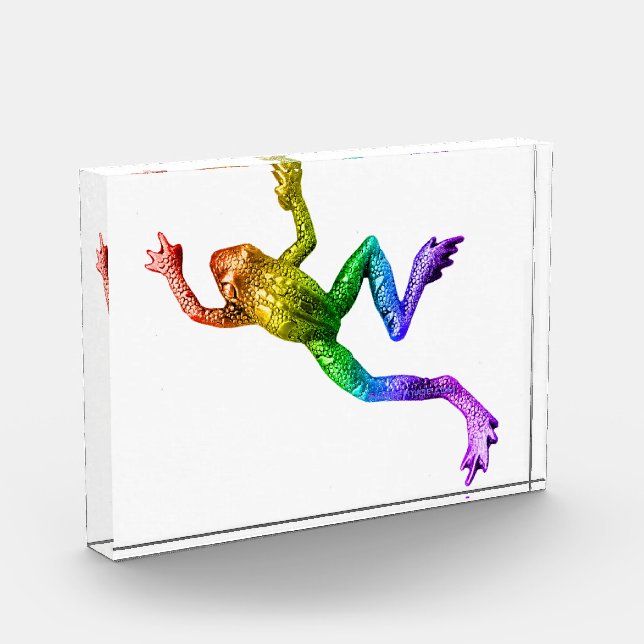 SlipperyJoe's Pride Frog-Figur Lebhaft farbig Fotoblock (Links)