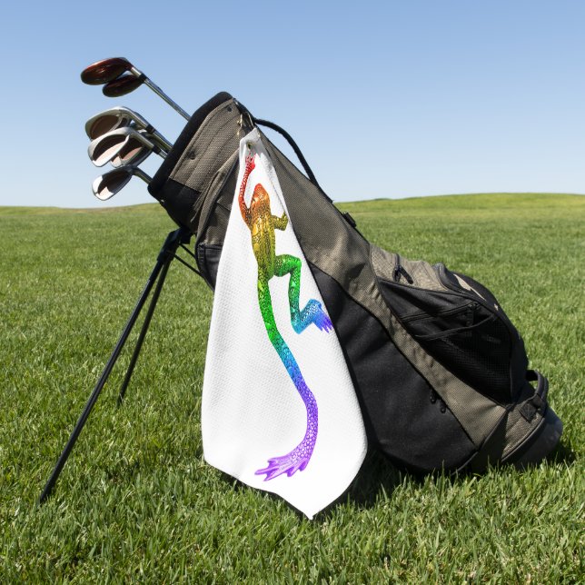 SlipperyJoe's Pride Frog-Figur Lebhaft farbig Golfhandtuch (Gras)