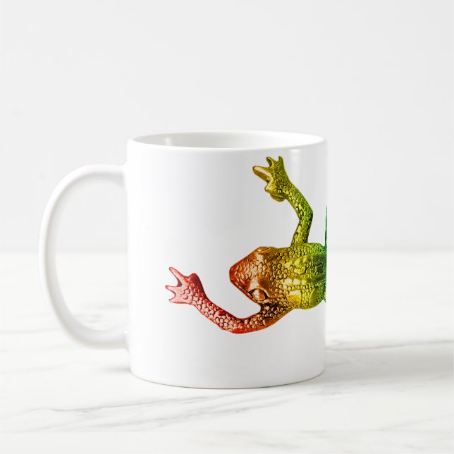 SlipperyJoe's Pride Frog-Figur Lebhaft farbig Kaffeetasse (Links)