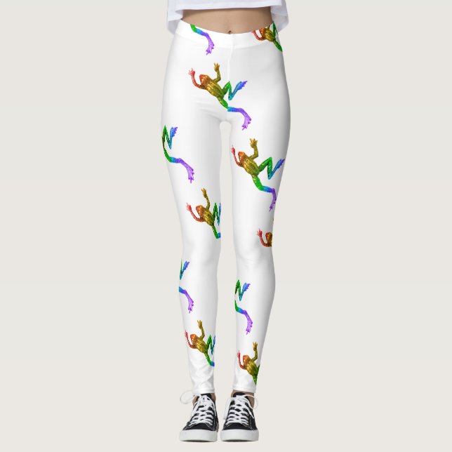SlipperyJoe's Pride Frog-Figur Lebhaft farbig Leggings (Vorderseite)