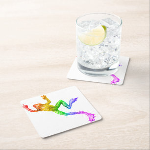 SlipperyJoe's Pride Frog-Figur Lebhaft farbig Rechteckiger Pappuntersetzer