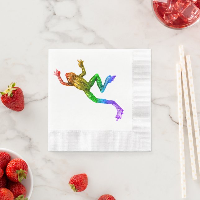 SlipperyJoe's Pride Frog-Figur Lebhaft farbig Serviette (Beispiel)