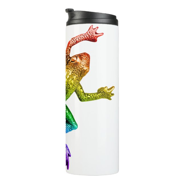 SlipperyJoe's Pride Frog-Figur Lebhaft farbig Thermosbecher (Nach rechts gedreht)