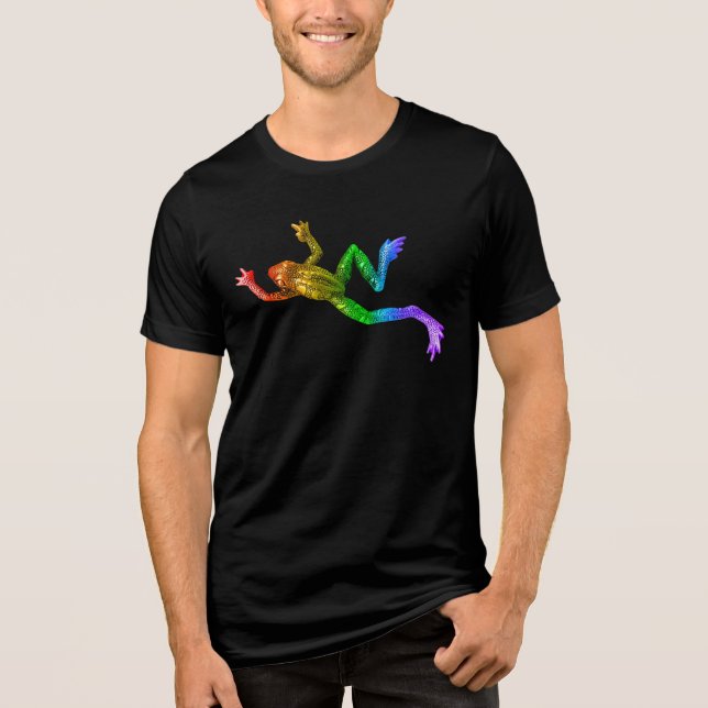 SlipperyJoe's Pride Frog-Figur Lebhaft farbig Tri-Blend Shirt (Vorderseite)