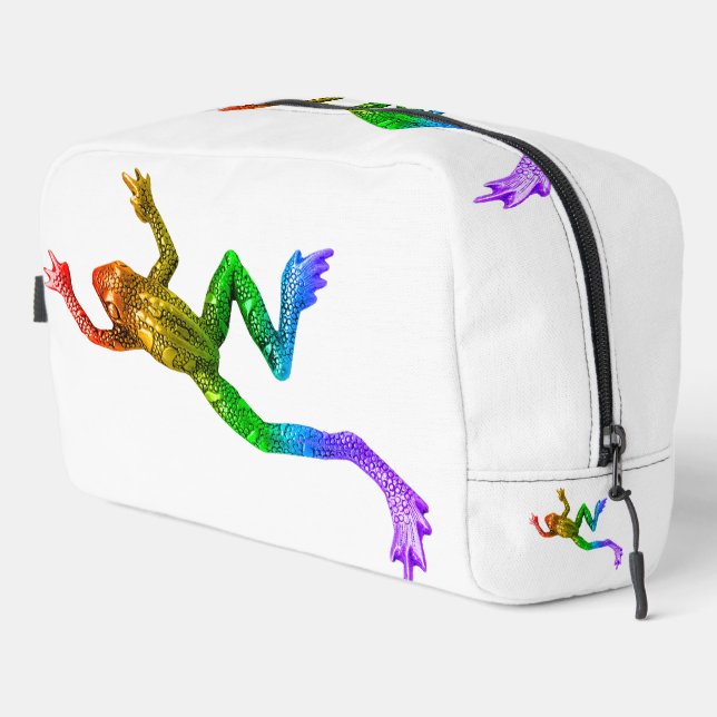 SlipperyJoe's Pride Frog-Figur Lebhaft farbig Waschbeutel (Rechte Ecke)