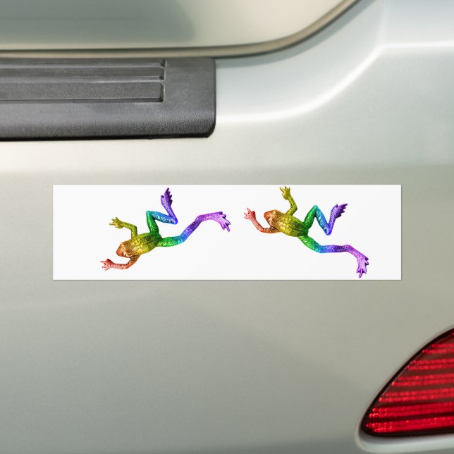 SlipperyJoe's Pride Frog-Tier krabbeln Regenbogen Autoaufkleber (Auf Auto)
